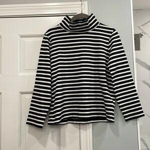 J. Crew Black and White Striped Mock Neck Boxy Blouse Size XXS